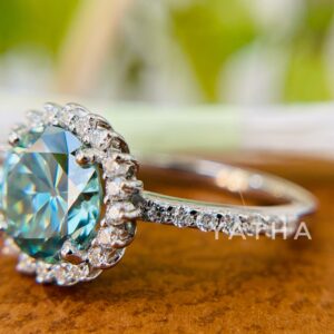 Unique 2.29 TCW Old mine Round Cut 8 MM Blue Color Moissanite Engagement Ring, Wedding Ring, Promise Ring