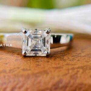 2 CT Colorless Asscher Cut Moissanite Engagement Ring, Wedding Ring, Cathedral Setting, Ring for Women, Anniversary Gifts