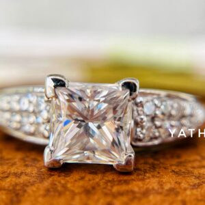 2 Carat White Princess Shape Moissanite with 925 Sterling Silver Ring,10K,14K18K White Gold, Yellow Gold, Anniversary Ring, Engagement Ring